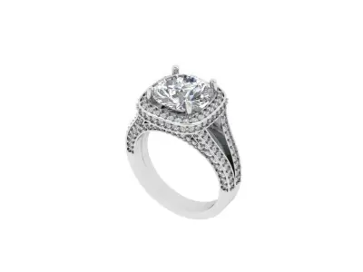 Solitaire Engagement Art Deco Ring 3D print model