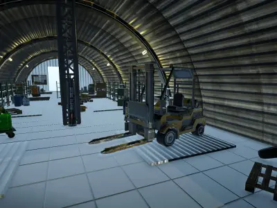 Military Hall  Low-poly 3D model