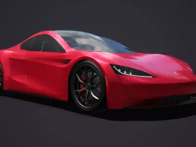 Tesla Roadster 2020 with Interior Low-poly 3D model