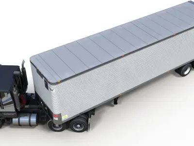 Industrial cabover van trailer Low-poly 3D model