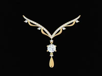 Elegant V Shape Diamond Necklace for Women  1984 3D print model