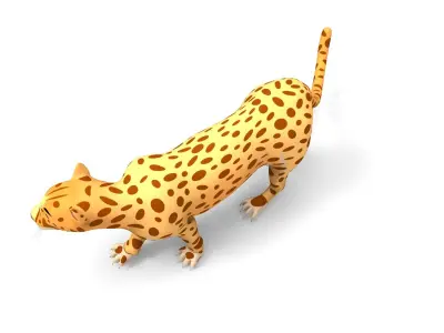 3D Cartoon Leopard Rigged Model  Low-poly 3D model