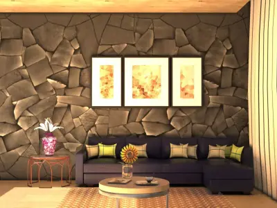 Interior Living Room Low-poly 3D model