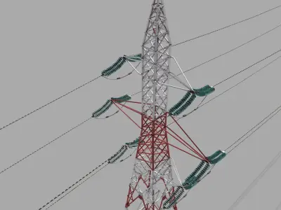 Electricity Pole 32 Low-poly 3D model