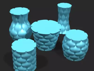 Cups and vases - bumpy surface 3D print model