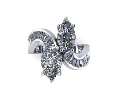 Pear Precious Decoration Diamond Ring 3D print model