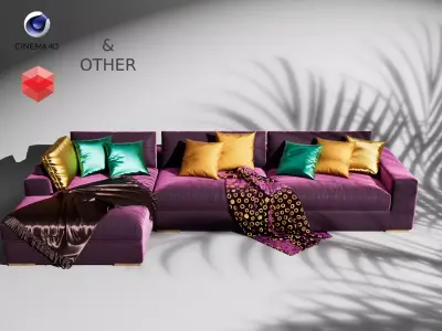 Modular Luxury Premium Velvet Sofa Set for Cinema 4d Low-poly 3D model