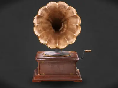 Gramphone Low Poly Game Ready gramophone Low-poly 3D model