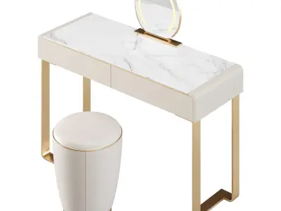  Beige and Gold solid wood Vanity set 3D model