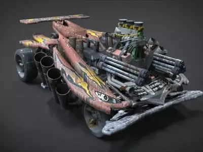 Red Spin Viper with interior and detail machine plus Gatling 3D model