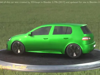 City Car 41 Compact Class Type-C Green Low-poly 3D model