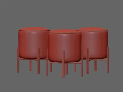 Pouffe stool with metal legs 3D model