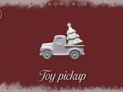 Vintage Christmas Toy Pickup with Tree  3D STL Miniature 3D print model