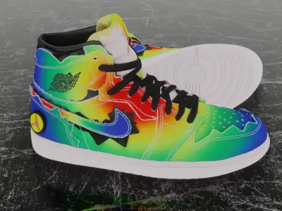 J BALVIN X NIKE AIR JORDAN HIGH OG 3D SHOES Low-poly 3D model