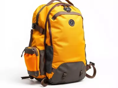 Bright Orange Backpack model pack Low-poly 3D model