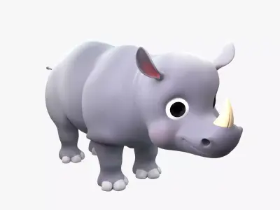 Rhino Cartoon Rigged 3D model
