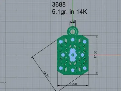 Emerald Shape Pendant 3688 3D print model
