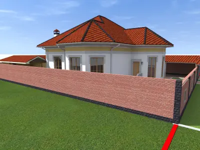 apartment house on plot of land 3D model