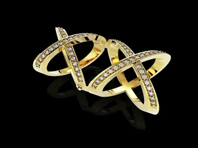 double cross ring  X-shaped Marfend jewelry 3D print model