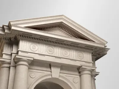 Arched portico in Doric Denticulated column order gazebo 3D model