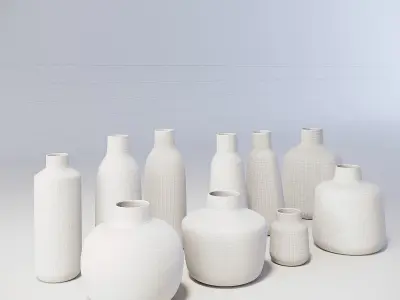 Capiz pulp Kinta vases collection 3D model