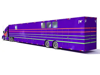 Blue Race Car Transporter Truck 1 3D model