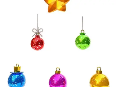 Christmas balls 3d model set3  Low-poly 3D model
