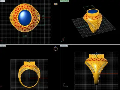 Turkish silver ring men  3D model purchase