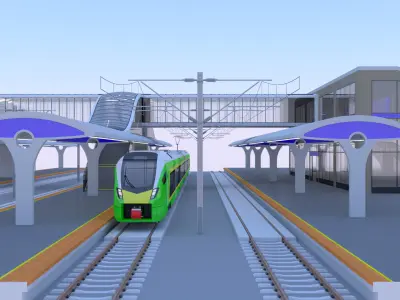 Station with Stadler Flirt II 3D model