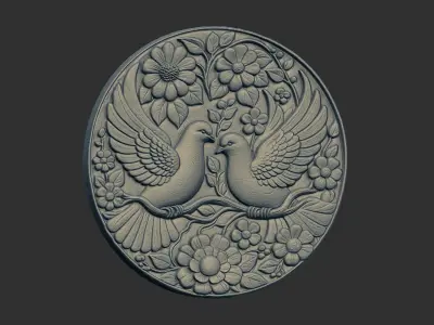 two dove walldecor cnc model 3D print model