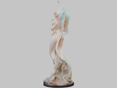 3D Goddess Model Vintage Victorian Fantasy Statue sculpture Low-poly 3D model