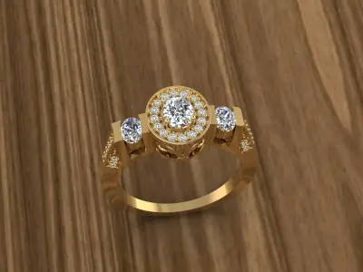 Diamond Jewelry Ring 3D print model 16