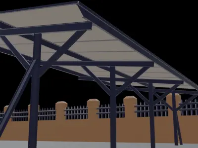 Car Parking Shade Home 3 Cars Low-poly 3D model