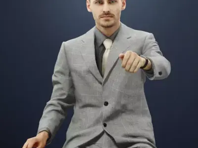 Posture An Elegant Business Man Driving A Car 3D model