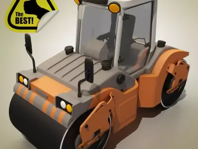 Cartoon RoadRoller 3D model