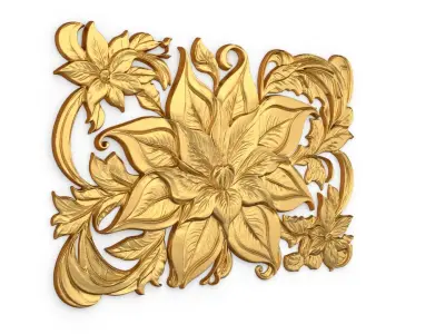 mural classic flowers decor ornament 05 3D model