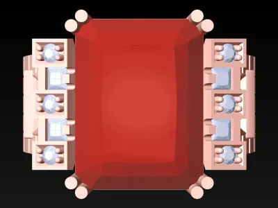 Rectangular Stone Rings - Mens Rings - N416218 3D print model