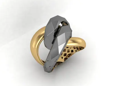 Facet Ring 008 - 5 Size  3D print model
