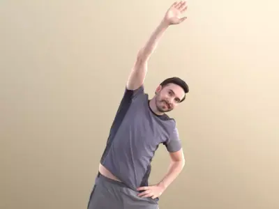 Anselmo 10225 - Stretching Sport Man Low-poly 3D model