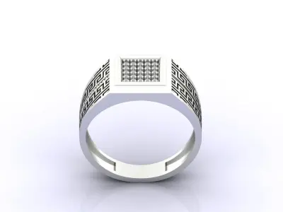 Print Ready STL 3DM  Gents Rings Diamond Men Ring  3D print model 60