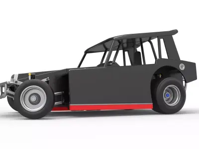 Vintage Dirt Modified stock car V6 while turning Scale 1 to 25 3D print model