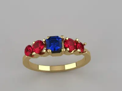 5 Stone Ladies Ring Gold Platinum Silver Womens Luxury Jewelry 3D print model