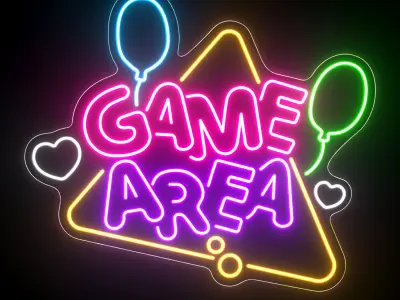 Game area neon sign 3D model