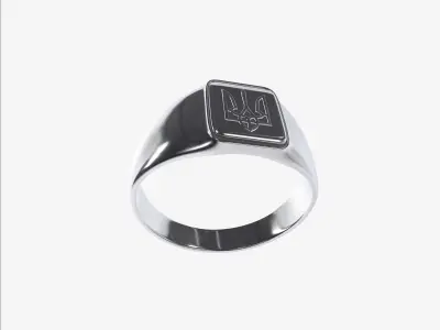 ring with Ukrainian coat of arms 3D print model
