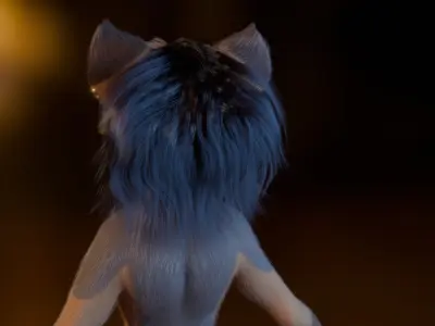 Natsuki Anthro Fox Low-poly 3D model