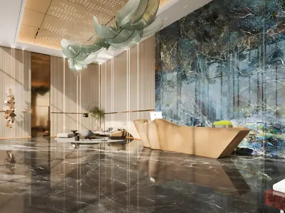 Modern hotel hotel lobby hotel lobby hotel front desk 3D model