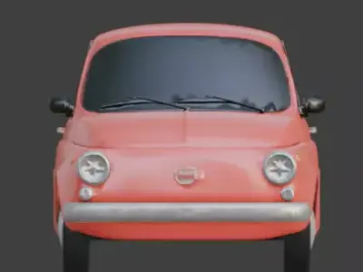 Stylized Pink Cartoon Compact Car 3D Model Low-poly 3D model