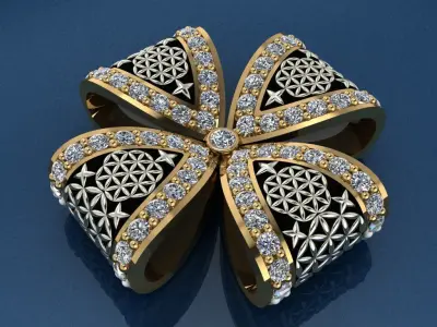 Necklace bow Flower of life with enamel 3D print model 3D print model