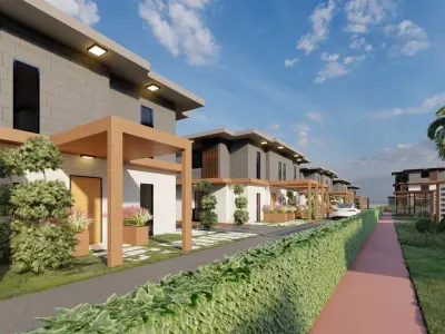 Modern 3D Villa Complex with Private Pools and Elegant  3D model