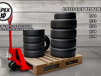 Pallet Jack with Tires 3d printable in various scales 3D print model
